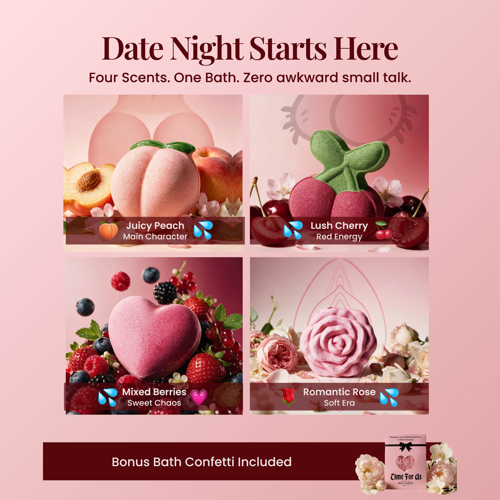 Bath Bombs | Date Night Starts in the Tub | Couples “Time For Us” 6-Piece Set-3