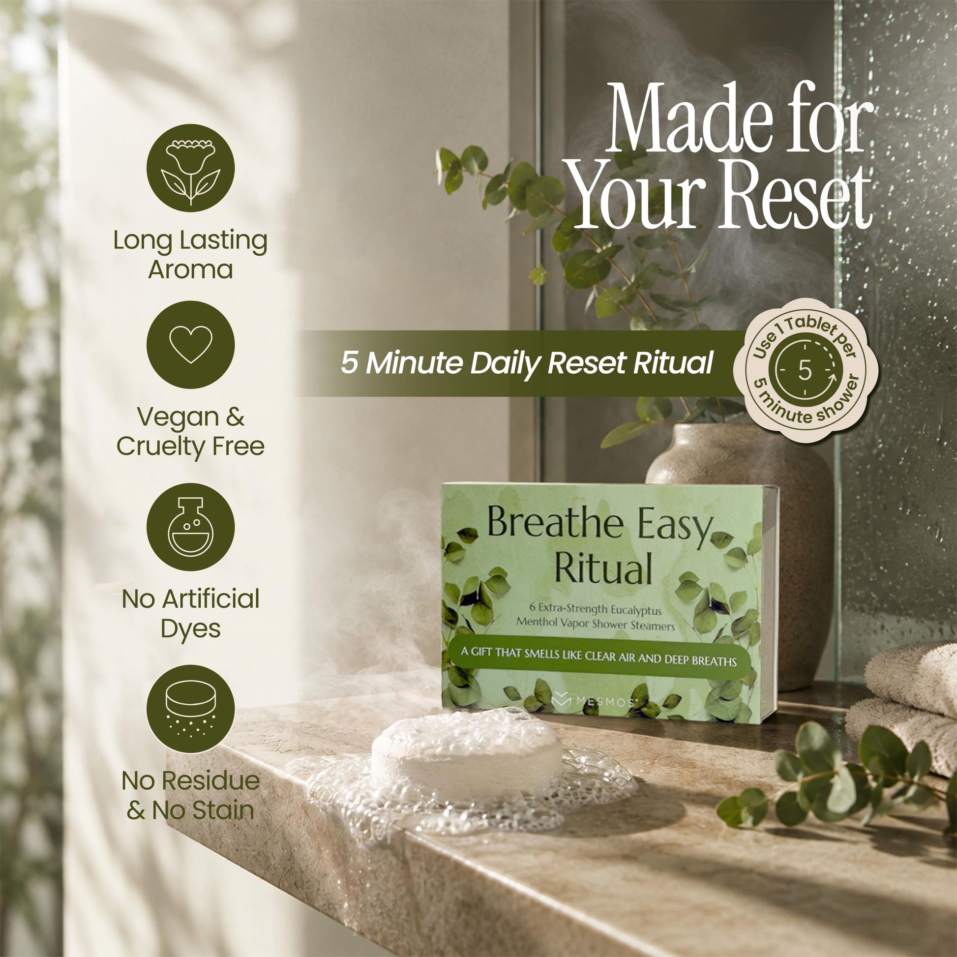 Shower Steamers | Breathe Again | Eucalyptus Menthol 6-Pack-3