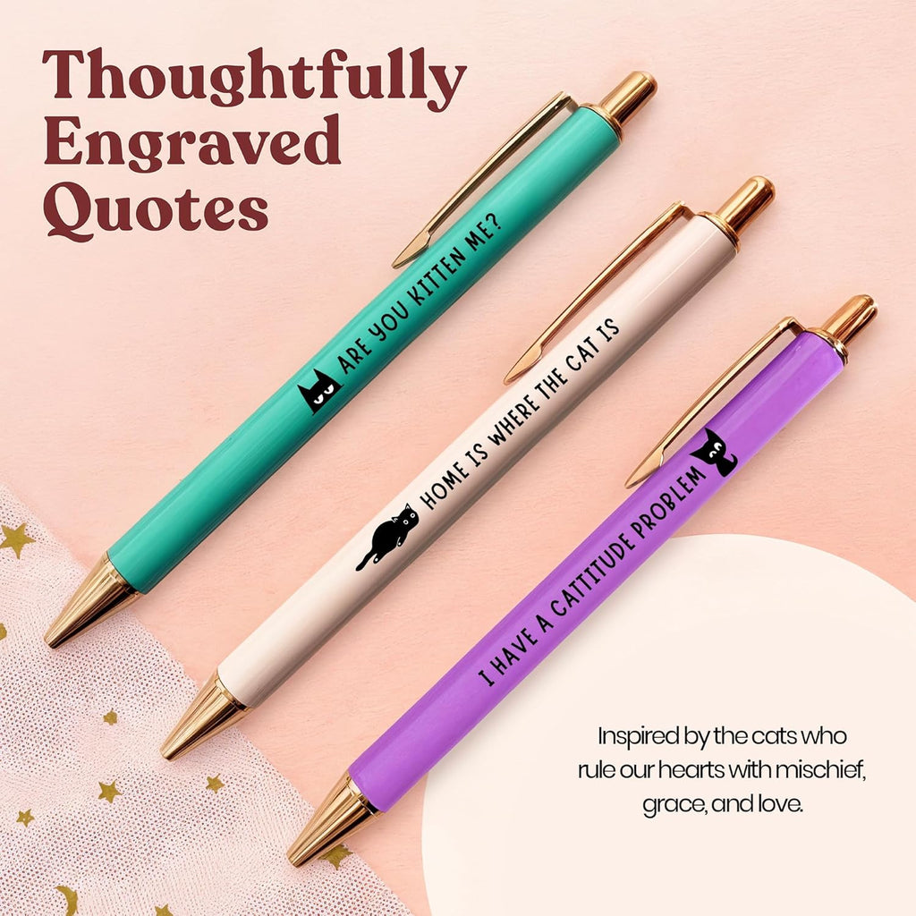 Cat Lover Pens | The Purr-fect Gift for Cat Moms | Pastel Series 3-Pcs