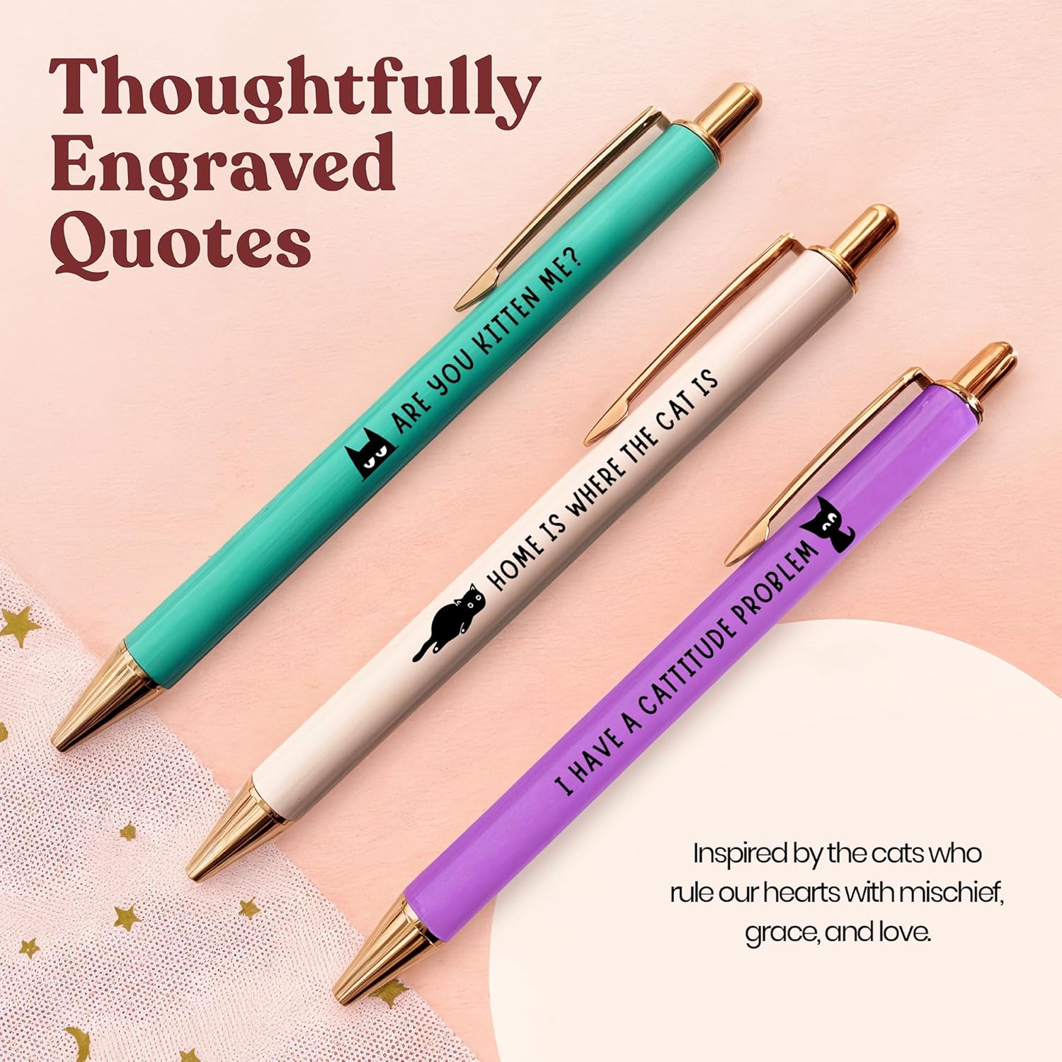 Cat Lover Pens | The Purr-fect Gift for Cat Moms | Pastel Series 3-Pcs-3