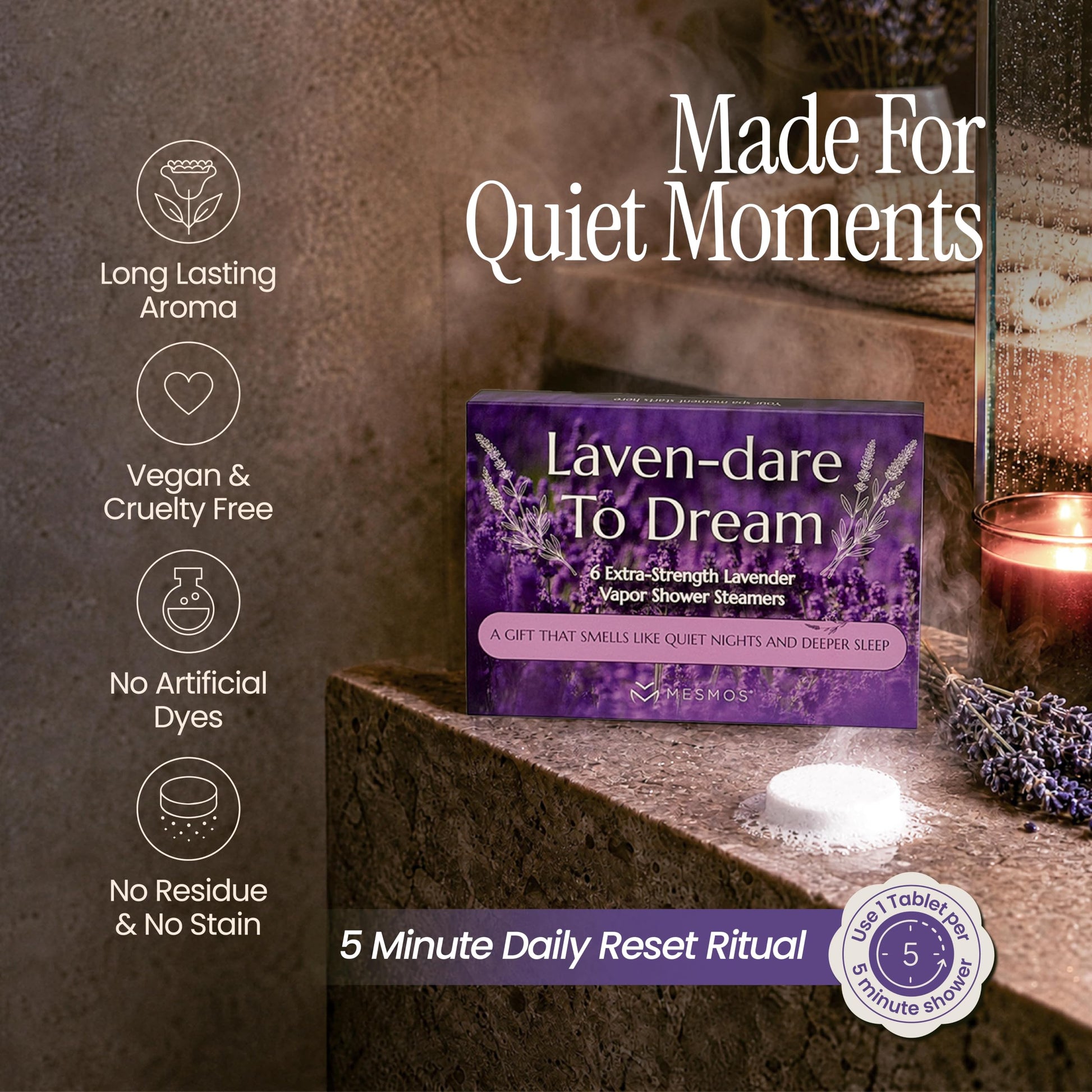 Shower Steamers | Sleep Deeper Tonight | Lavender 6-Pack-3