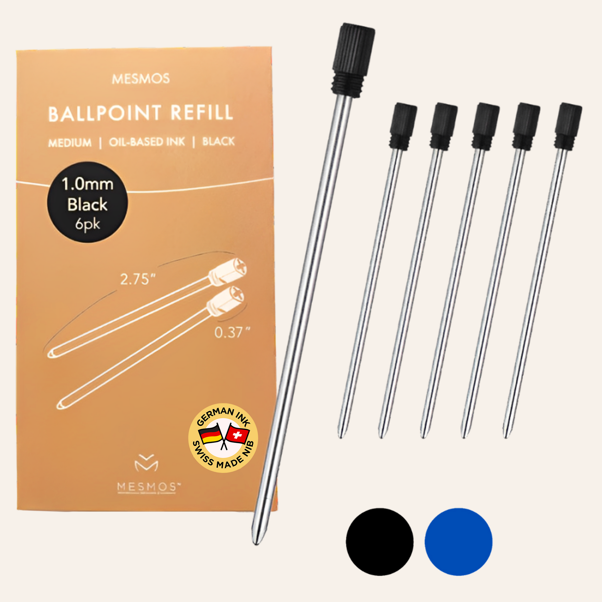 Black Ballpoint Refills 2.75 inches (6pcs)-1