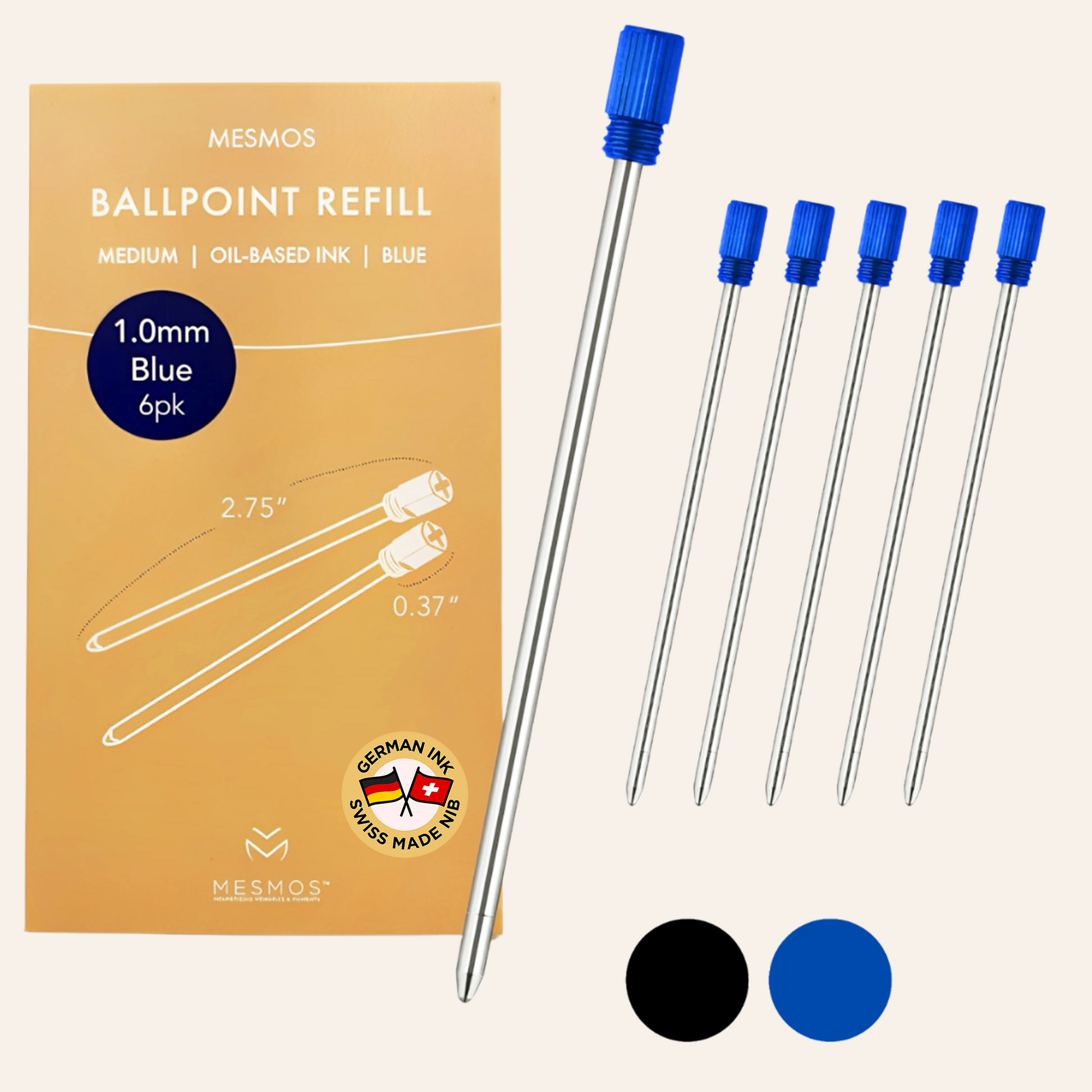 Blue Ballpoint Refills 2.75 inches (6pcs)-1