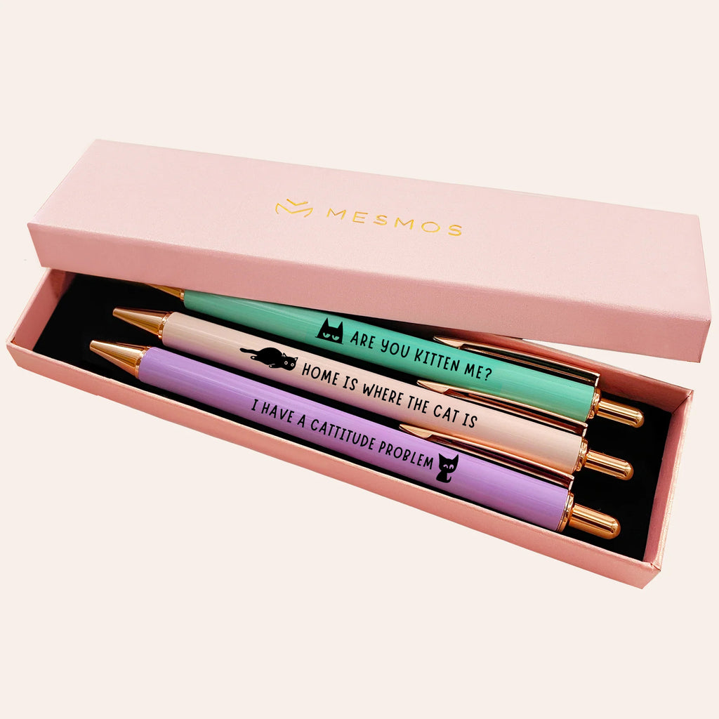 Cat Lover Pens | The Purr-fect Gift for Cat Moms | Pastel Series 3-Pcs