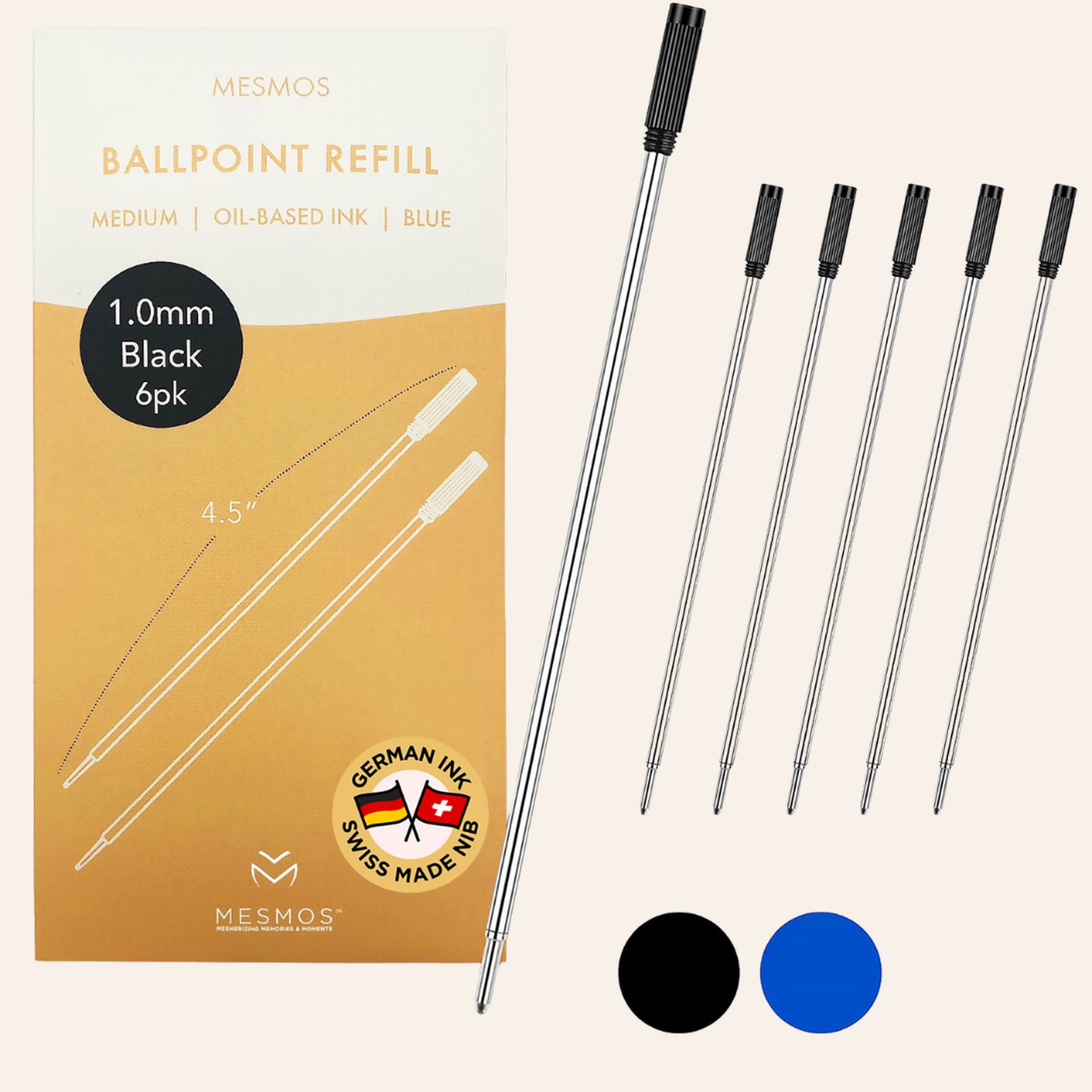 Black Ballpoint Refills 4.5 inches (6pcs)-1