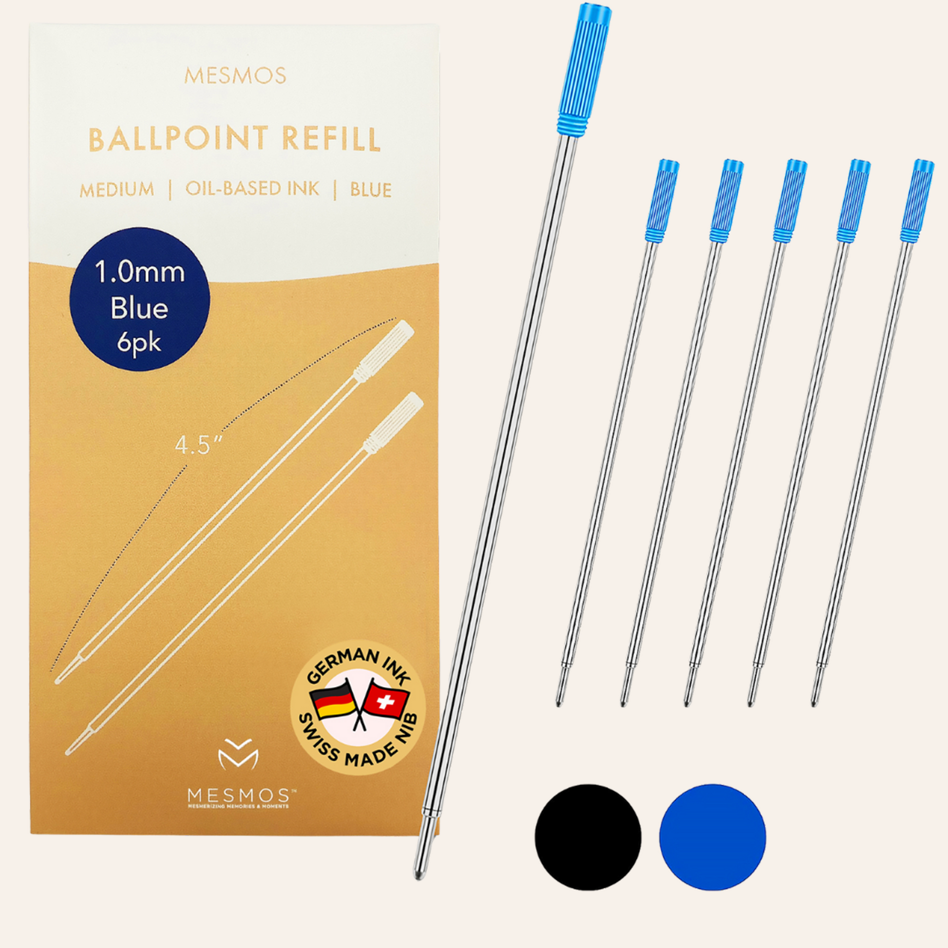 Blue Ballpoint Refills 4.5 inches (6pcs)-1