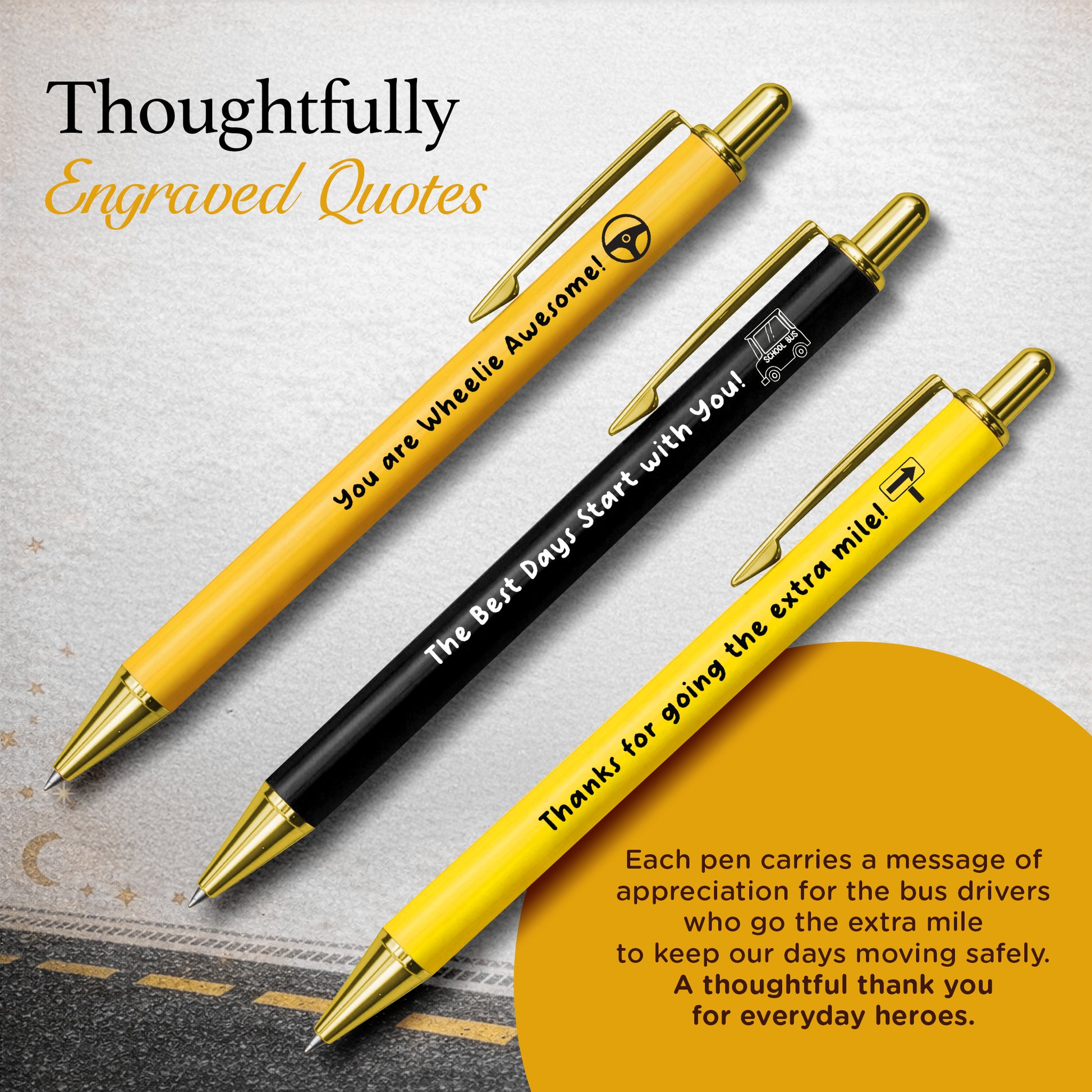 Bus Driver Appreciation Pens | Thank You Gift | Appreciate Series 3-Pcs-2