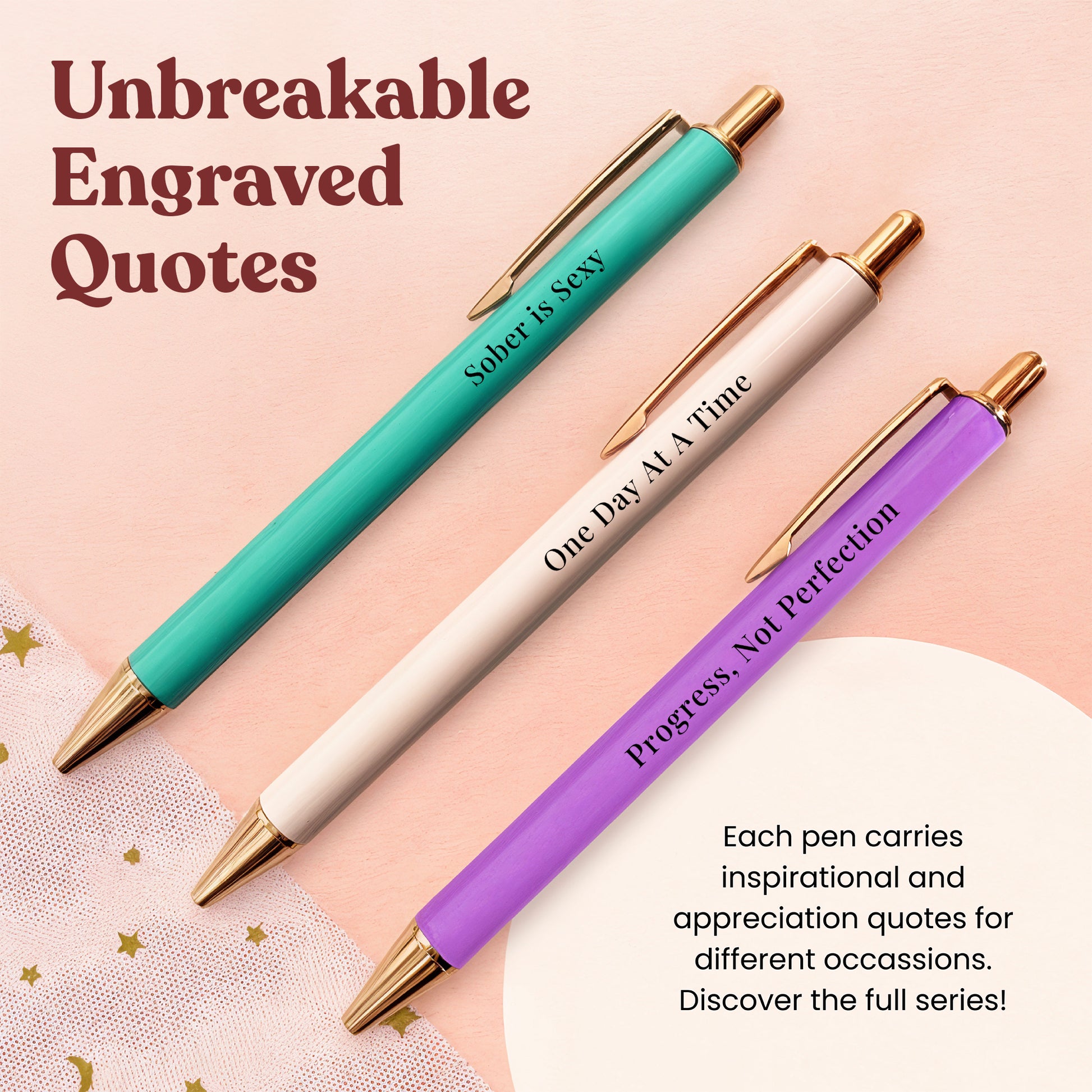 Sobriety Pens | A Gift That Celebrates Every Milestone | Pastel Series 3-Pcs-7