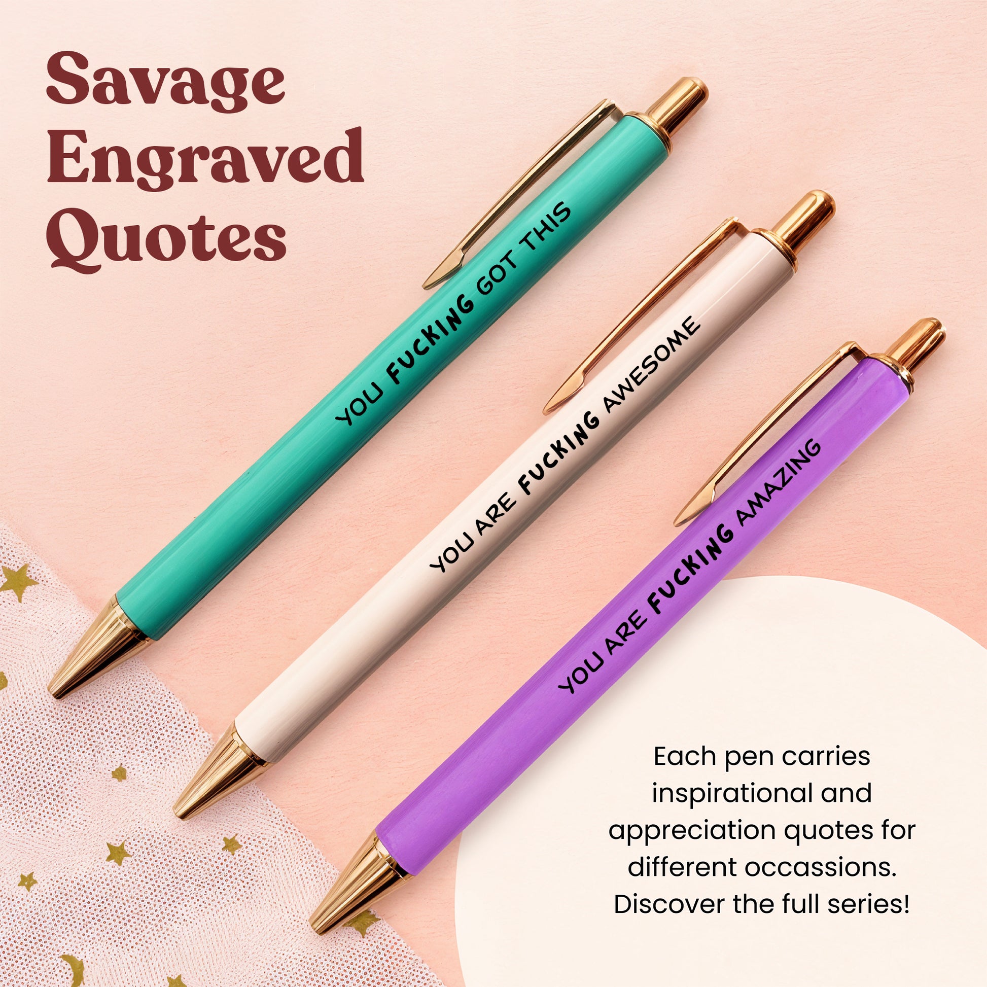 Sweary Pens | The Sassy Gift They'll Actually Use | Pastel Series 3-Pcs-6