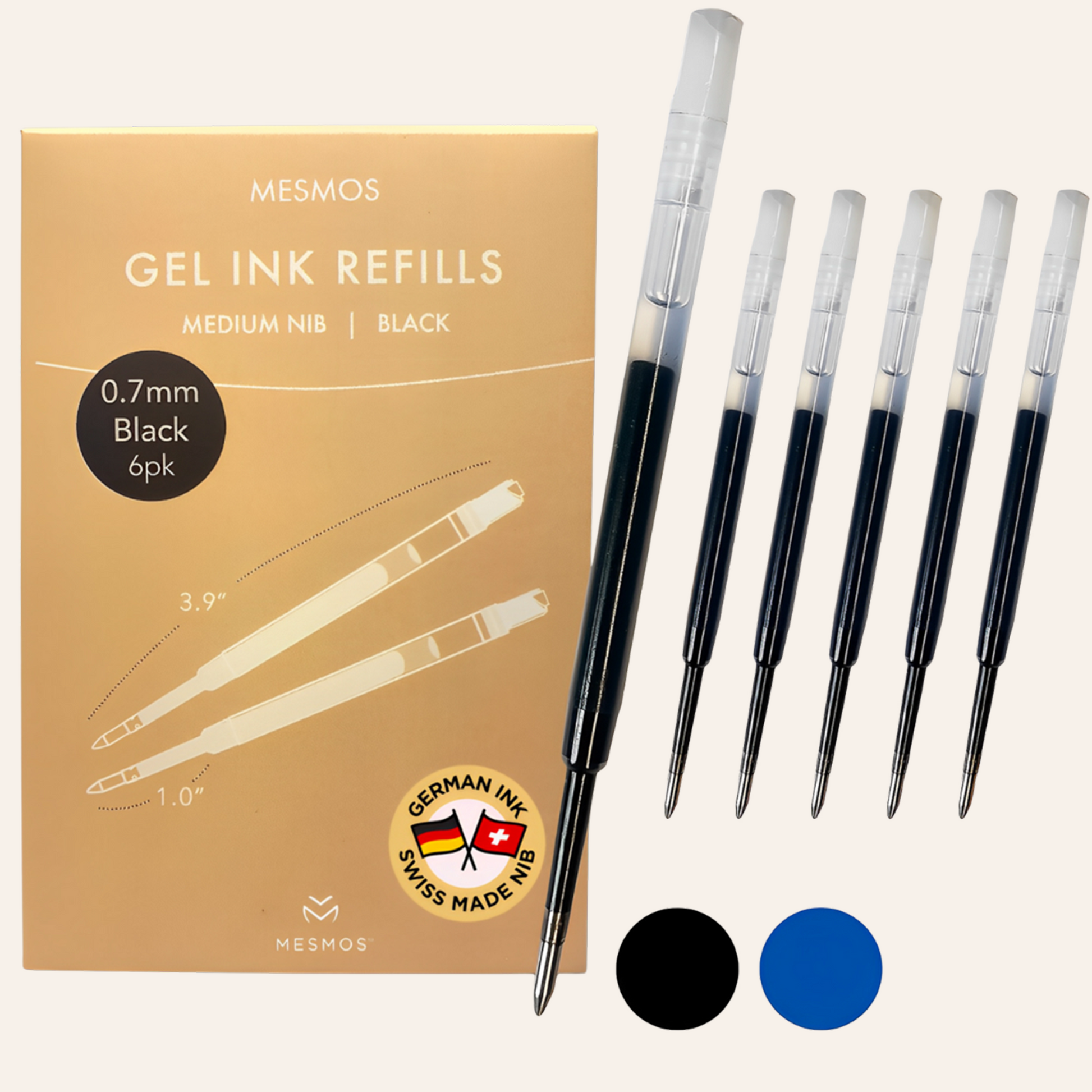 Black Gel Pen Refills 3.9 inches (6pcs)-1