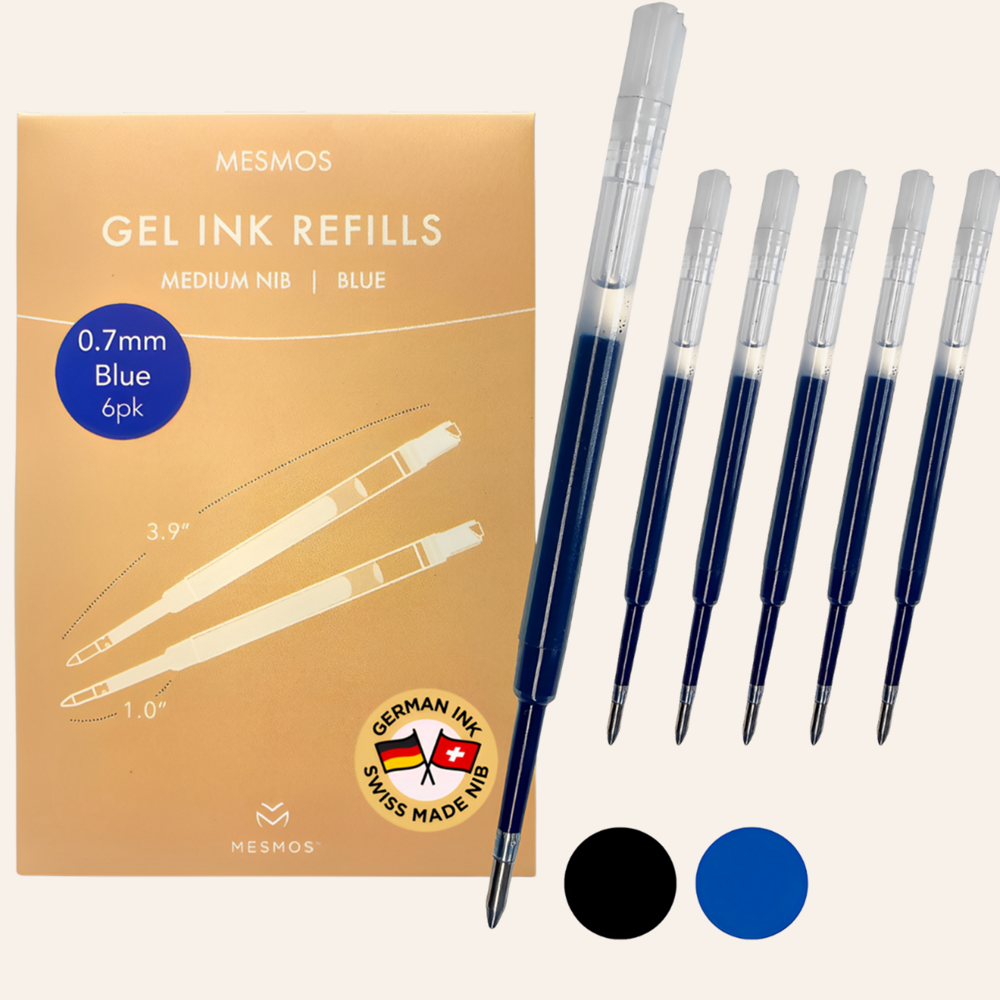 Blue Gel Pen Refills 3.9 inches (6pcs)-1