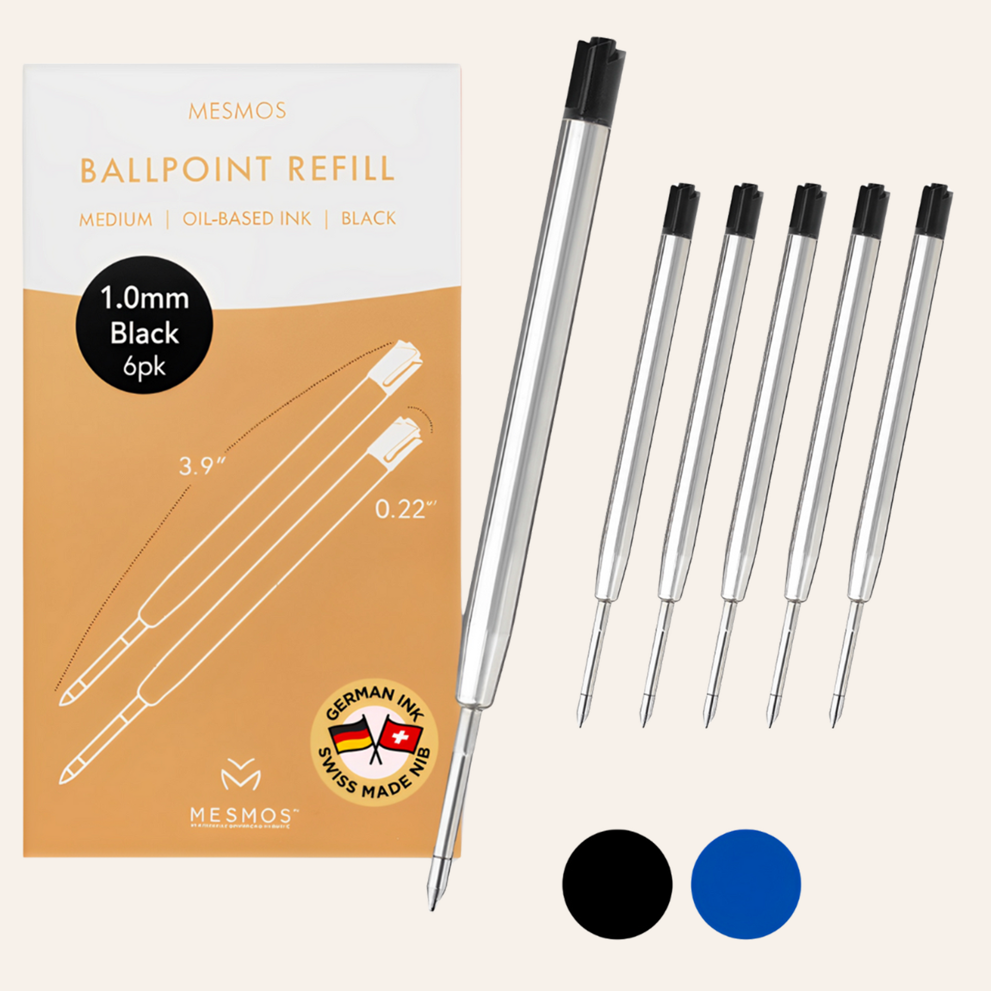 Black Ballpoint Refills 3.9 inches (6pcs)-1