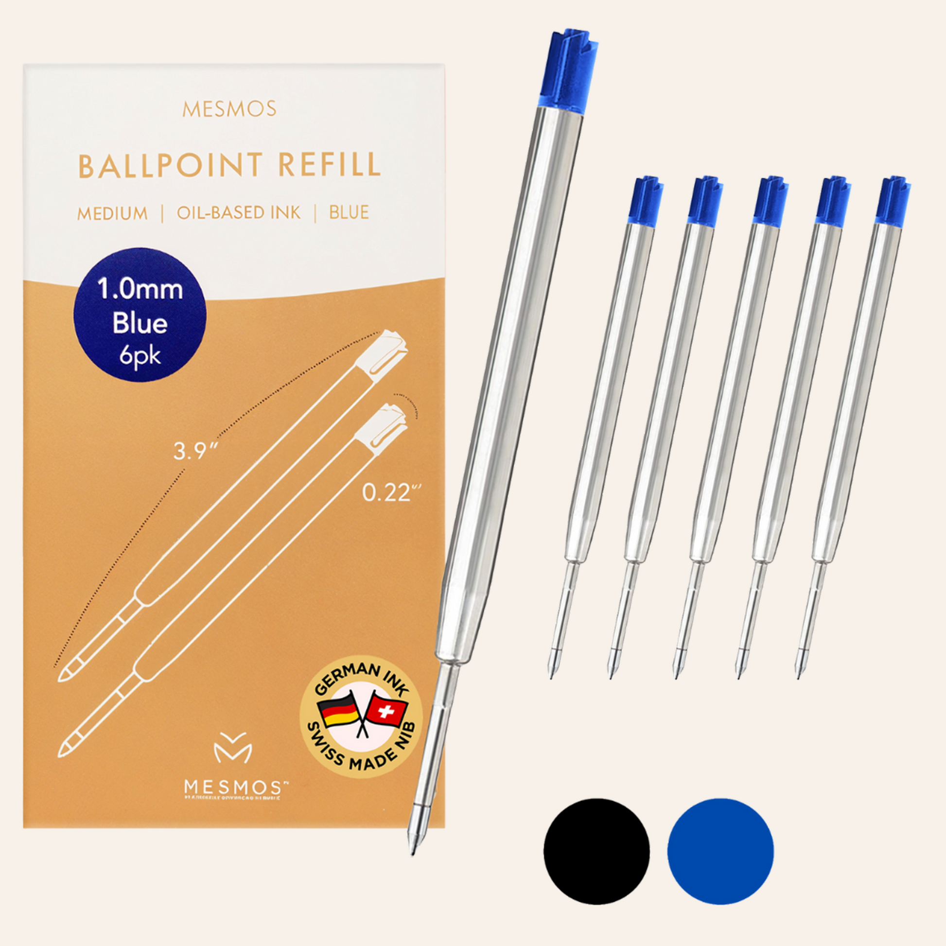 Blue Ballpoint Refills 3.9 inches (6pcs)-1